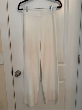 Fate White Cream Wide-Leg Knit Pants Small
